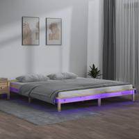 Bedframe LED massief hout 160x200 cm