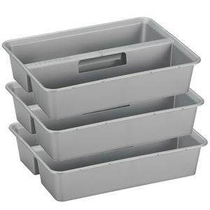 Sunware organiser - 3 stuks - kunststof - 40 x 30 cm - grijs - 2 vakken