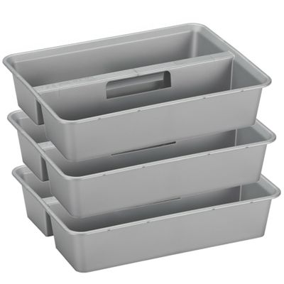 Sunware organiser - 3 stuks - kunststof - 40 x 30 cm - grijs - 2 vakken