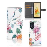 OPPO Reno8 T 4G | Telefoonhoesje | Met pasjeshouder | Bird Flowers