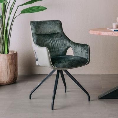 Tower Living Eetkamerstoel 'Nola' Velvet draaibaar, kleur groen