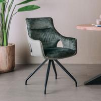 Tower Living Eetkamerstoel 'Nola' Velvet draaibaar, kleur groen Tower Living Eetkamerstoel 'Nola' Velvet draaibaar, kleur groen