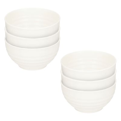 Kommetjes/schaaltjes - 6x - Dessert/ontbijt - Kunststof - D13 x 7 cm - Ivoor wit