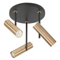 Highlight Zwarte spotTrend met messing 3-lichts rond - S7532.38