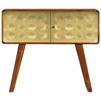 The Living Store Retro Sheeshamhouten Dressoir - 90 x 30 x 77 cm - Gouden opdruk - 2 deuren - thumbnail