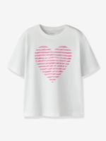 T-shirt voor meisjes met groot hart NAME IT wit, bedrukt