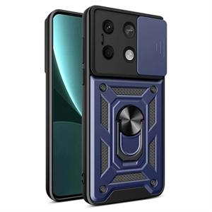 Xiaomi Redmi Note 13 Rotary Ring Hybrid Case with Camera Shield - Blue