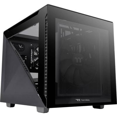 Thermaltake Divider 200 TG Black Micro-tower PC-behuizing Zwart 2 voorgeïnstalleerde ventilators, Zijvenster, Stoffilter