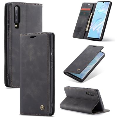 CaseMe-013 multifunctionele retro Frosted horizontale Flip lederen case voor Huawei P30 met kaartsleuf & houder & portemonnee (zwart)