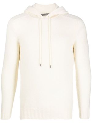 Tagliatore hoodie en maille intarsia à effet brossé - Blanc