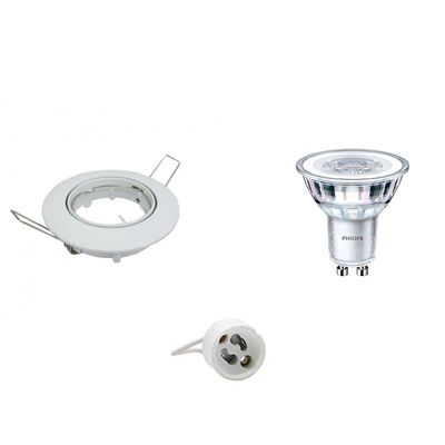 LED Spot Set - GU10 Fitting - Inbouw Rond - Glans Wit - Kantelbaar Ø82mm - Philips - CorePro 840 36D - 3.5W - Natuurlijk Wit 4000K