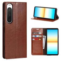 Sony Xperia 10 IV Wallet Leren Hoesje met Standaard - Bruin