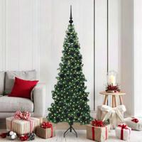 VidaXL Hoek kunstkerstboom met 300 led groen 180 cm pvc en metaal