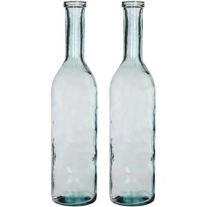 Set van 2x stuks transparante fles vaas/vazen van eco glas 18 x 75 cm