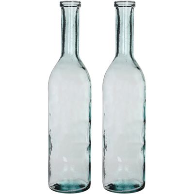 Set van 2x stuks transparante fles vaas/vazen van eco glas 18 x 75 cm