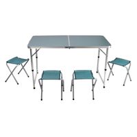 Sunnydays camping tafel/krukjes - opvouwbaar - blauw - L120 x B60 x H67 cm - Bijzettafels - Campingtafels - thumbnail