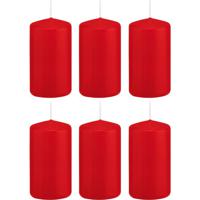 Cilinderkaars/stompkaars - 6x - rood - 6 x 12 cm - 40 branduren