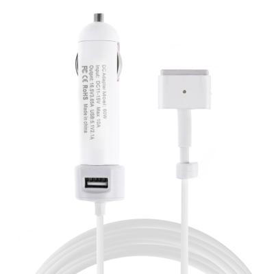 60W 5.1 V 2.1 een USB-interface auto-oplader met 16.5 V een T MagSafe 2 interface data kabel (wit)