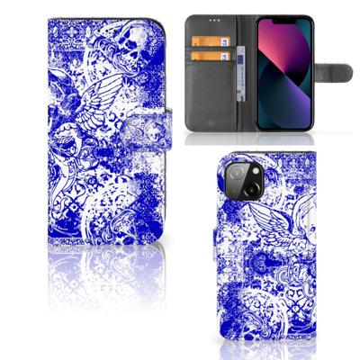 Telefoonhoesje met Naam Apple iPhone 13 Angel Skull Blauw