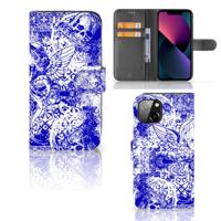 Telefoonhoesje met Naam Apple iPhone 13 Angel Skull Blauw