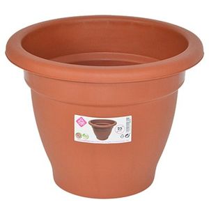 Terra cotta kleur ronde plantenpot/bloempot kunststof diameter 25 cm   -