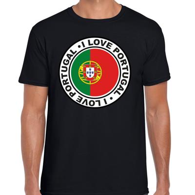 Verkleed T-shirt voor heren - I love Portugal - zwart - voetbal supporter - themafeest