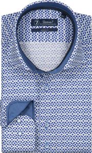 Sleeve7 Heren Overhemd Blauw Print Poplin