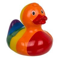 Rubber badeendje - Gay Pride/regenboog thema kleuren - badkamer kado artikelen - Feestdecoratievoorwerp - thumbnail