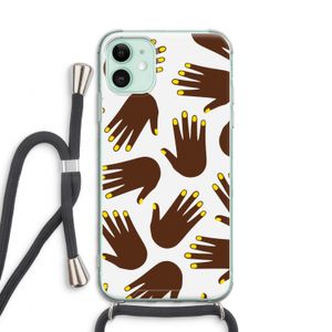 Hands dark: iPhone 11 Transparant Hoesje met koord