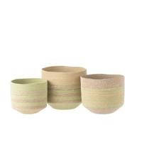 J-Line Set Van 3 Mand Strepen Zeegras Naturel|Groen