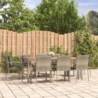 9-delige Tuinset met kussens poly rattan grijs