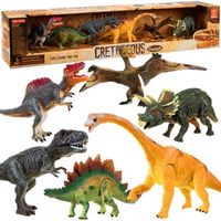 Set van 6 bewegende stoere dinosaurussen met bewegende delen - thumbnail
