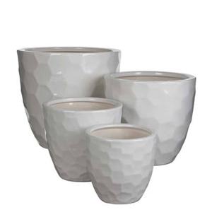 Mica Decorations diamond ronde bloempot wit set van 4 grootste - 27x30