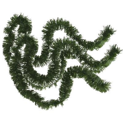 Kerstslinger - 2x stuks - glitter groen - folie - 180 x 7 cm - kerstboom versiering/guirlandes