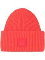 Acne Studios bonnet nervuré à logo - Rouge - thumbnail