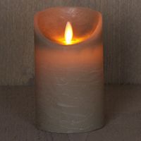 2x Taupe LED kaars / stompkaars met bewegende vlam 12,5 cm