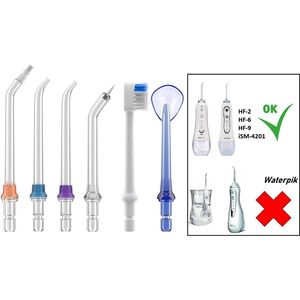 Waterflosser Opzetstukjes Vervanging geschikt voor H2OFloss, iSmile, BOME, PositiveLife HF-6