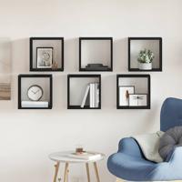 Wandschappen kubus 6 st 30x15x30 cm bewerkt hout zwart eiken Wandschappen kubus 6 st 30x15x30 cm bewerkt hout zwart eiken