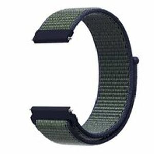Garmin Forerunner 55 / 245 / 645 - Sport Loop nylon bandje - Blauw met groene band