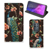 Motorola One Zoom Hoesje maken Pauw met Bloemen