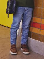 Elastische en verstelbare jeans met wijde pijpen stone