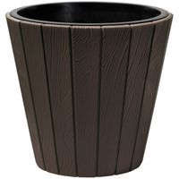 Prosperplast Plantenpot/bloempot Wood Style - buiten/binnen - kunststof - donkerbruin - D49 x H45 cm   - - thumbnail