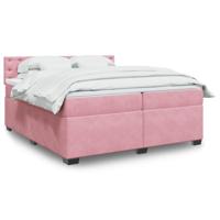 Boxspring met matras fluweel roze 200x200 cm