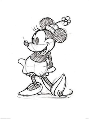 Kunstdruk Minnie Mouse Sketched Single 60x80cm
