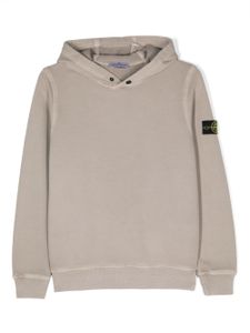 Stone Island Junior hoodie en coton à patch Compass - Tons neutres