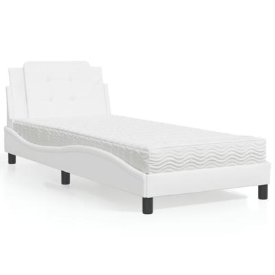 Bed met matras kunstleer wit 90x200 cm