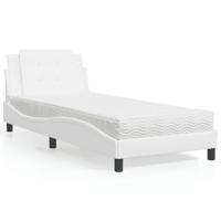 Bed met matras kunstleer wit 90x200 cm