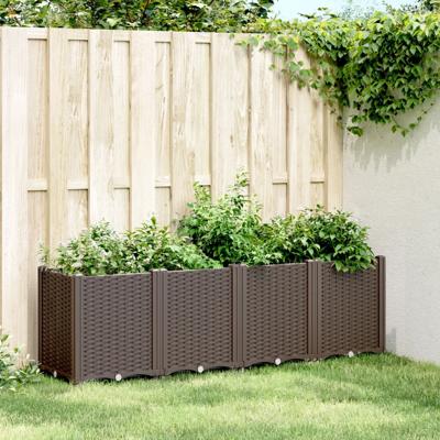 VidaXL Plantenbak 160x40x53 cm polypropeen bruin VidaXL Plantenbak 160x40x53 cm polypropeen bruin