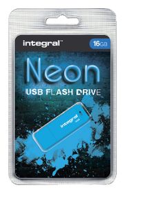 Integral 16GB 10PK USB2.0 DRIVE NEON BLUE USB flash drive USB Type-A 2.0 Blauw