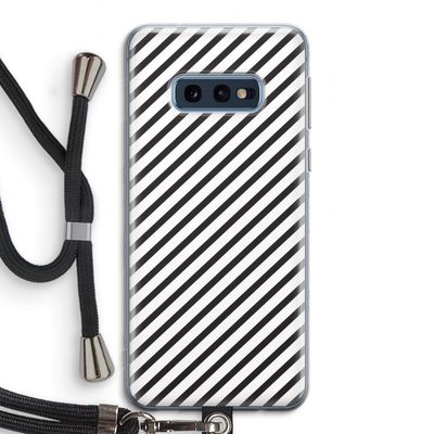 Strepen zwart-wit: Samsung Galaxy S10e Transparant Hoesje met koord